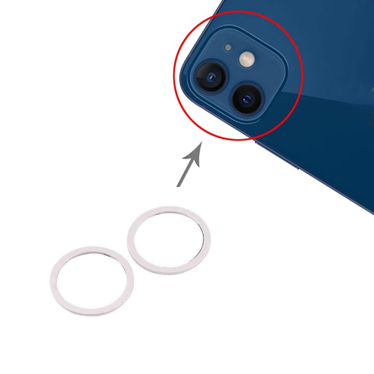 iPhone 12 Mini Linsskydd med Metallram - Vit (2-pack) image 2