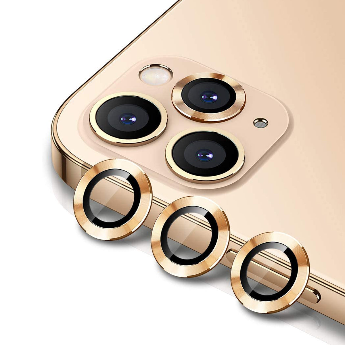 iPhone 12 Pro Linsskydd med Metallram - Guld (3-pack) image 2