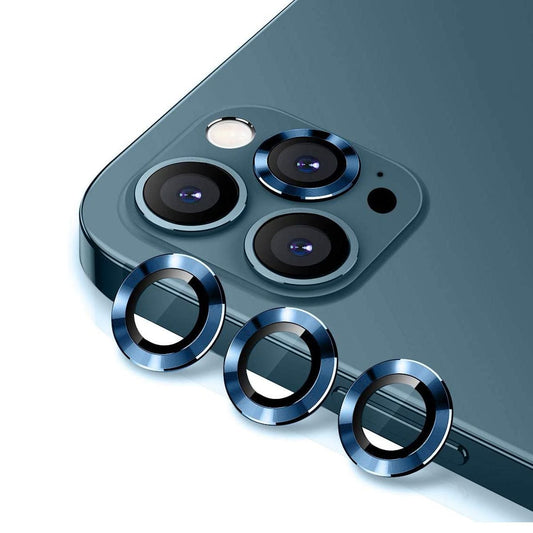 iPhone 12 Pro Linsskydd med Metallram - Blå 3-pack image 2