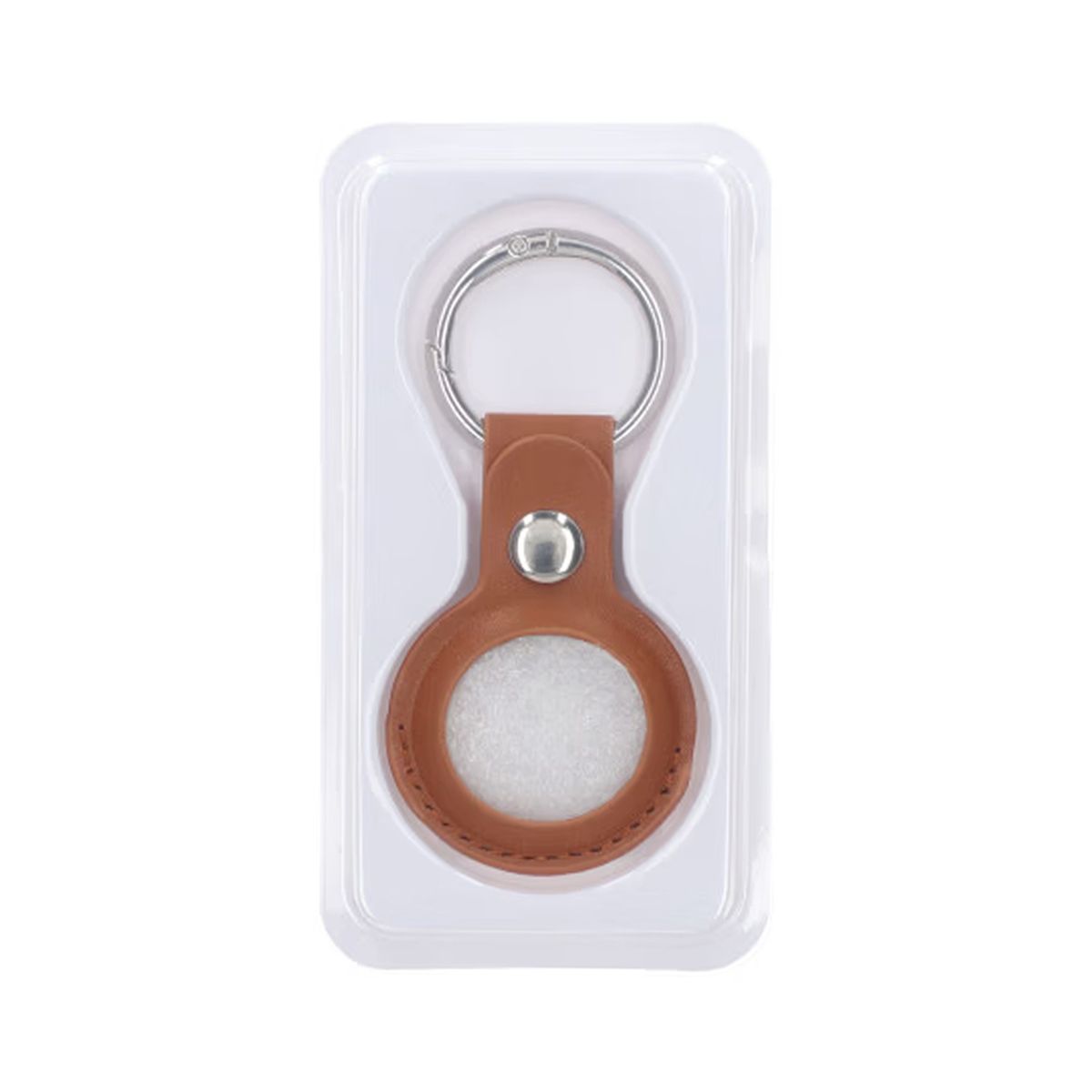 Airtag Case PU Leather Keychain - Brown