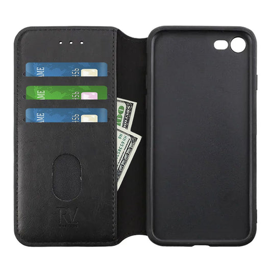 RV Flip Stand TPU Leather Wallet Case Black for Apple iPhone 7/8/SE 2020 High Quality