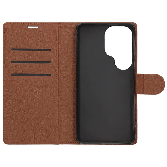 Flip Stand Leather Wallet Case For Samsung S26 Ultra Brown