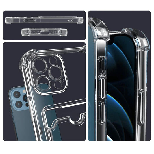 Shockproof Case with Card Holder iPhone 13 - Transparent
