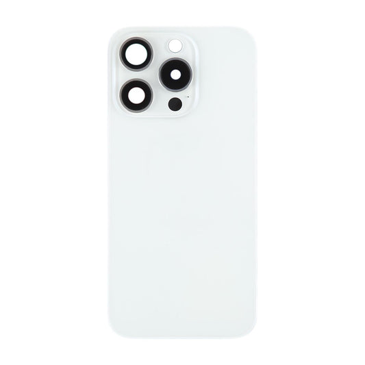 iPhone 15 Pro Baksida Glas med Magnet och Kameralins - Vit Titan