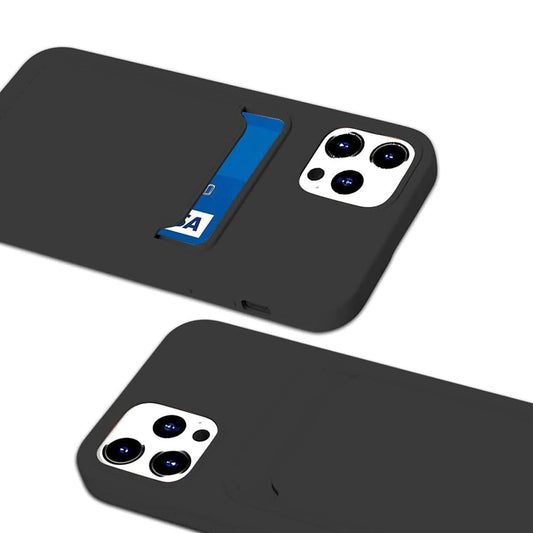 Silicone Case with Card Holder iPhone 12/12 Pro - Black