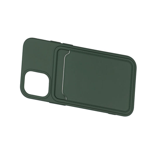 iPhone 12 Mini Silikonskal med Korthållare - Militärgrön