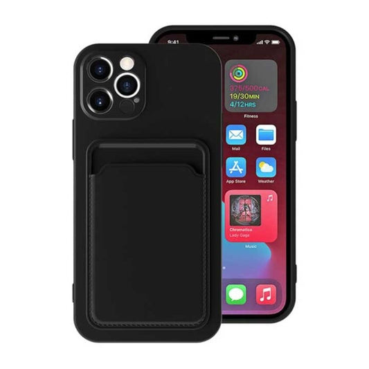 Silicone Case with Card Holder iPhone 12 Pro Max - Black