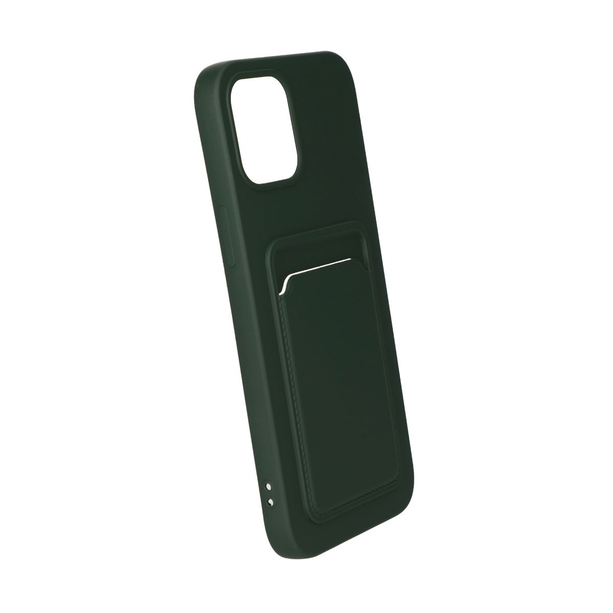 iPhone 12 Pro Max Silicone Case with Card Holder - Military Green