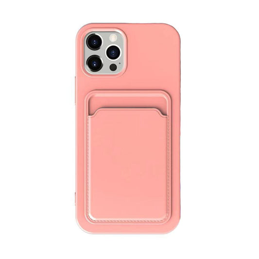 iPhone 13 Pro Silikonskal med Korthållare - Rosa