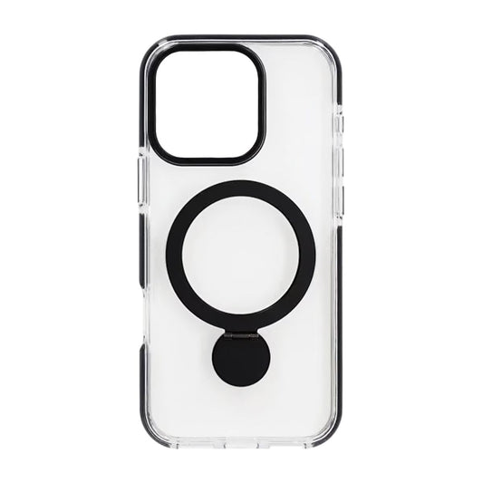 Skal Magsafe till iPhone 16 Pro - Transparent svart med ringstativ