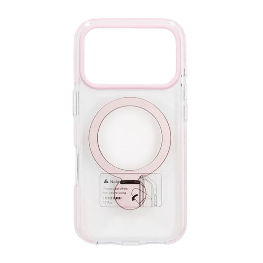 Skal Magsafe till iPhone 17 Pro Max - Transparent rosa med ringstativ