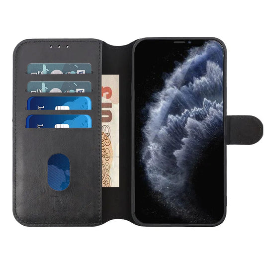RV Flip Stand TPU Leather Case Black For iPhone 12/12 Pro
