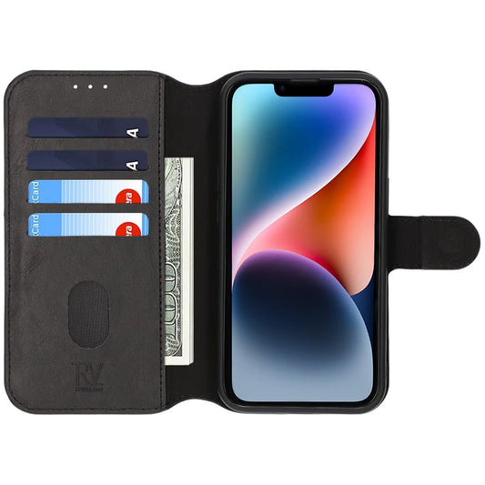 RV iPhone 13/14 FliP Magnetic FliP Stand TPU+PC Leather Case Black