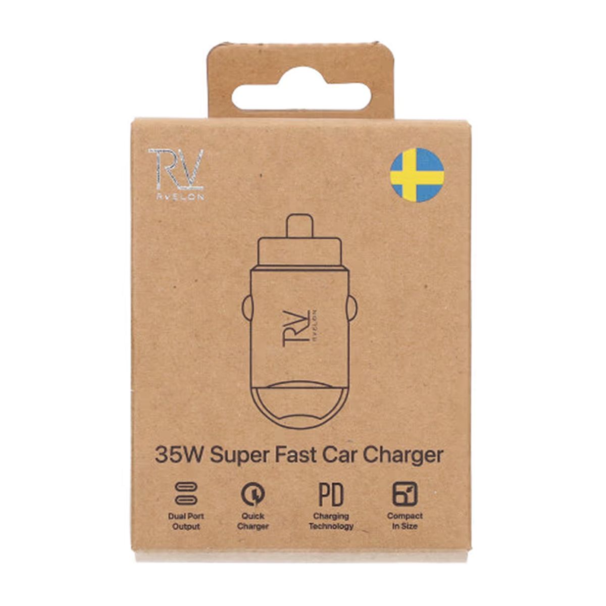 Rvelon 35W Dubbel USB C PD3.0 Billaddare