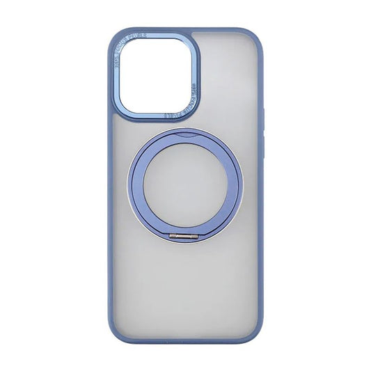 Rvelon TPU + PC Metal Ring Case With MagSafe For iPhone 15 Pro Max Blue