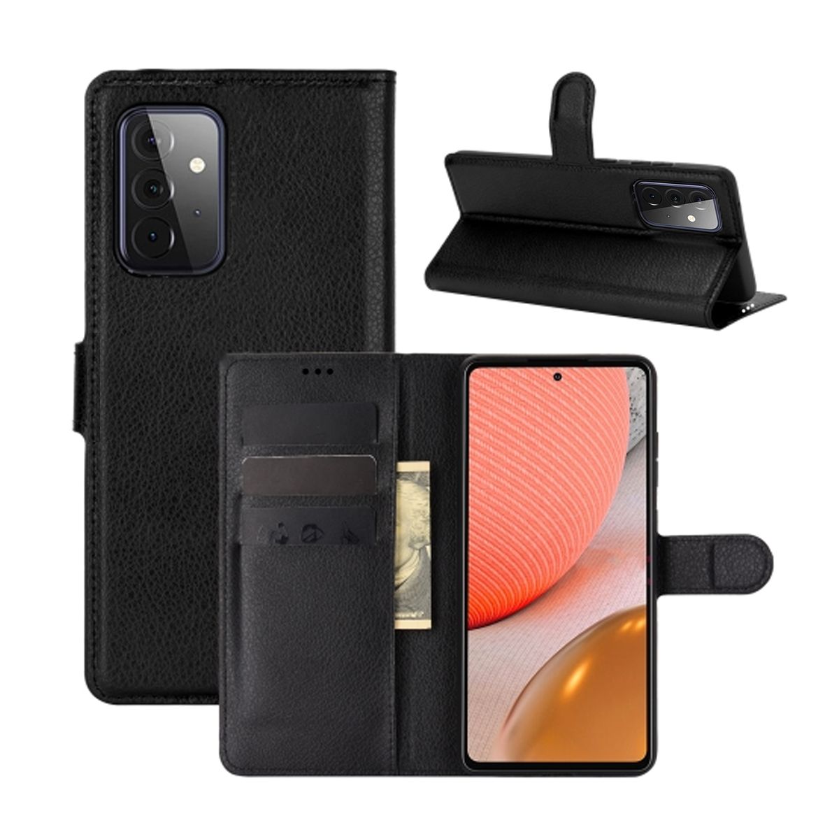Samsung Galaxy A52 5G Flip Stand Leather Wallet Case Good Quality Black
