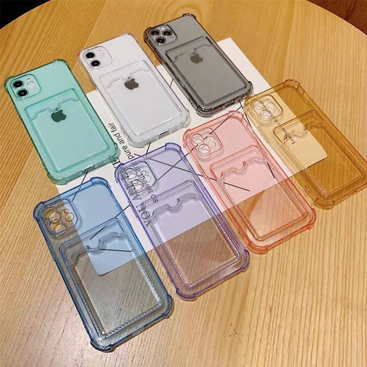 Shockproof Case with Card Holder iPhone 13 Pro - Transparent