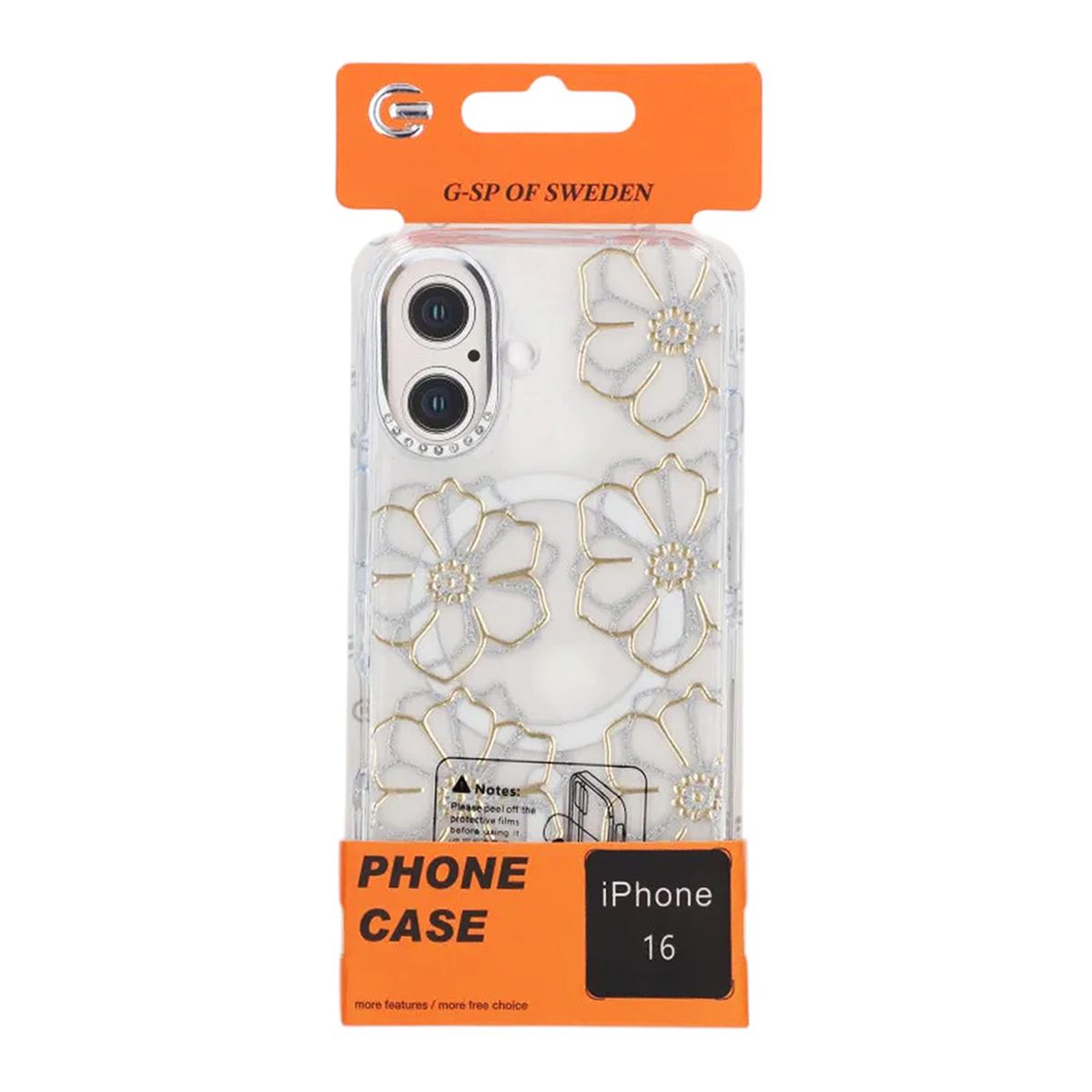Mobilskal Magsafe till iPhone 16 - Transparent med blommor