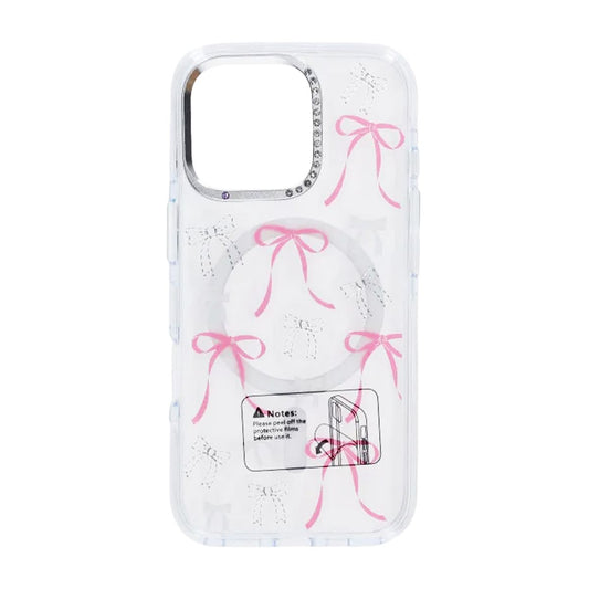 Skal Magsafe till iPhone 16 Pro Max - Transparent med rosett
