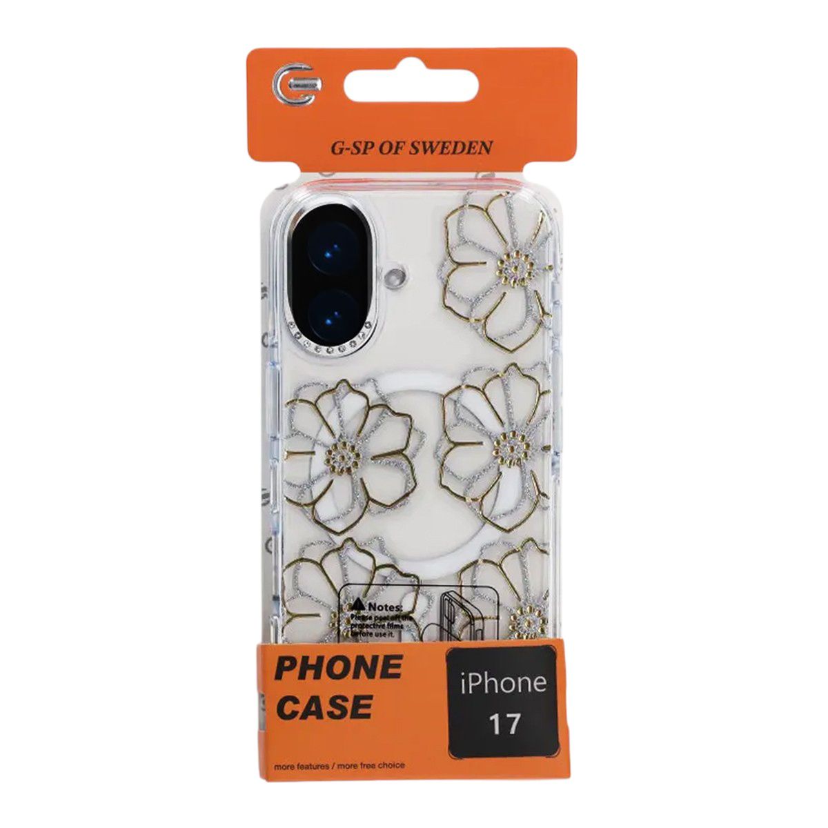 Mobilskal Magsafe till iPhone 17 - Transparent med blommor