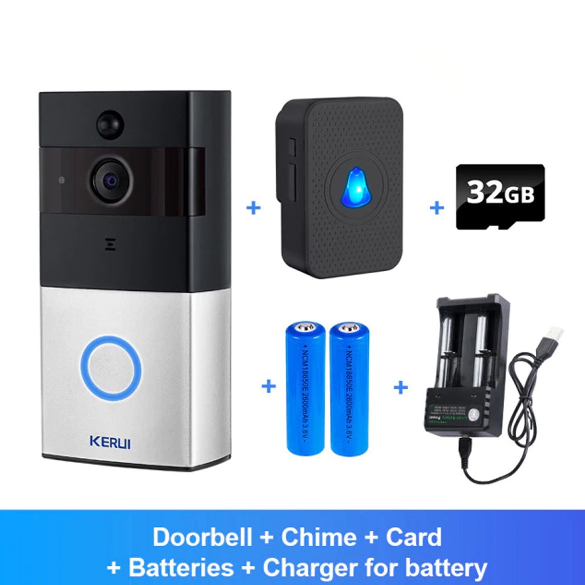 KERUI 1080P Tuya Smart WiFi Dörrklocka med Intercom och Trådlös Video