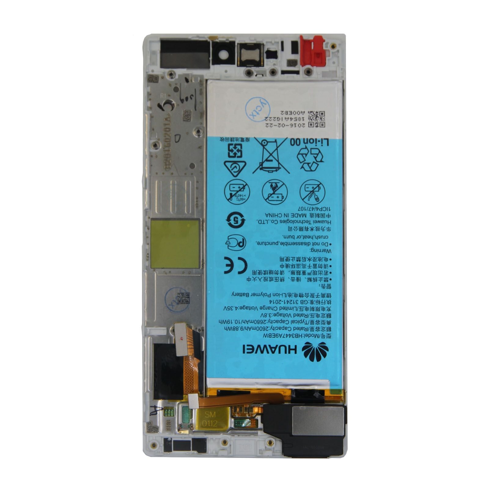 Huawei P8 Skärm med LCD Display med Batteri Original - Vit image 2