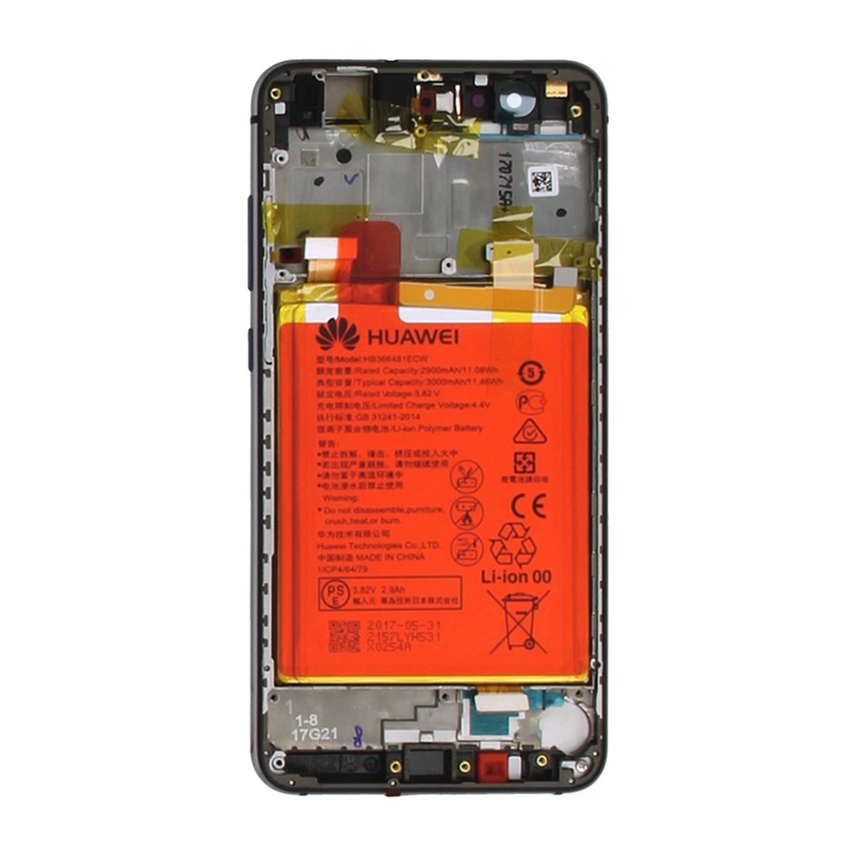 Huawei P10 Lite Display Skärm med LCD Display med Batteri Original - Svart image 3