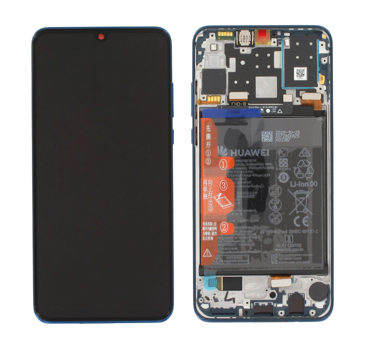 Huawei P30 Lite Edition Skärm/Display med Batteri Original - Blå image 1