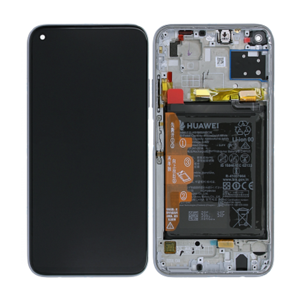 Huawei P40 Lite Skärm med LCD Display + Batteri Original - Rosa image 1