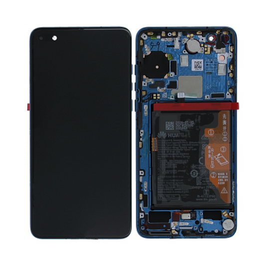 Huawei P40 Skärm med LCD Display + Batteri Original - Blå image 1