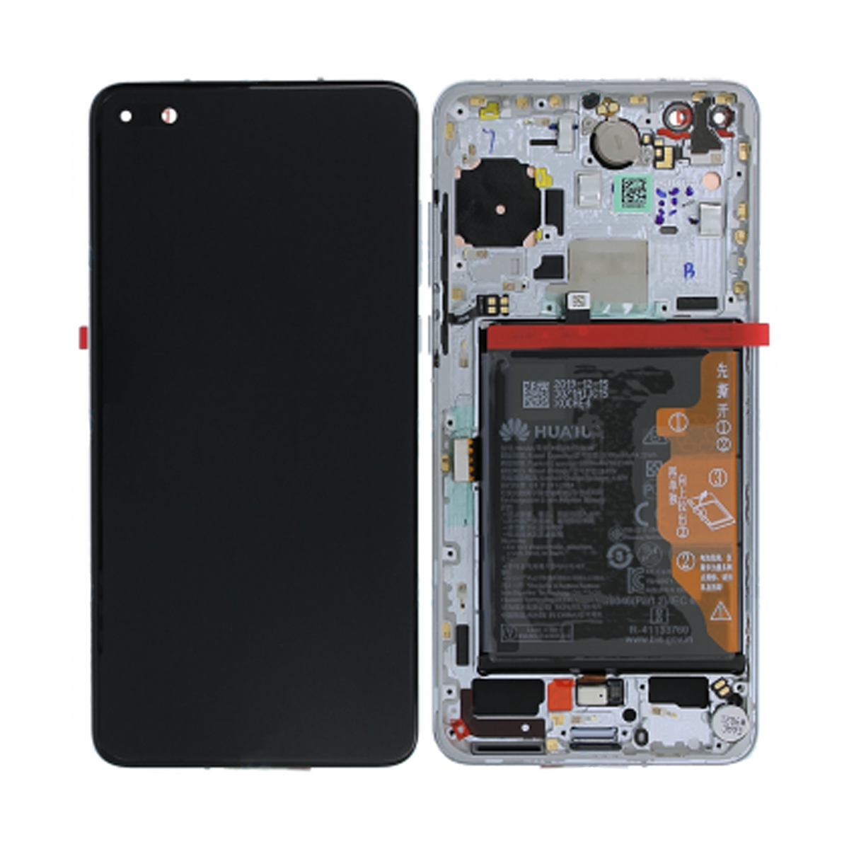 Huawei P40 Skärm med LCD Display + Batteri Original - Silver image 1
