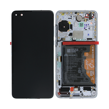 Huawei P40 Skärm med LCD Display + Batteri Original - Silver image 1