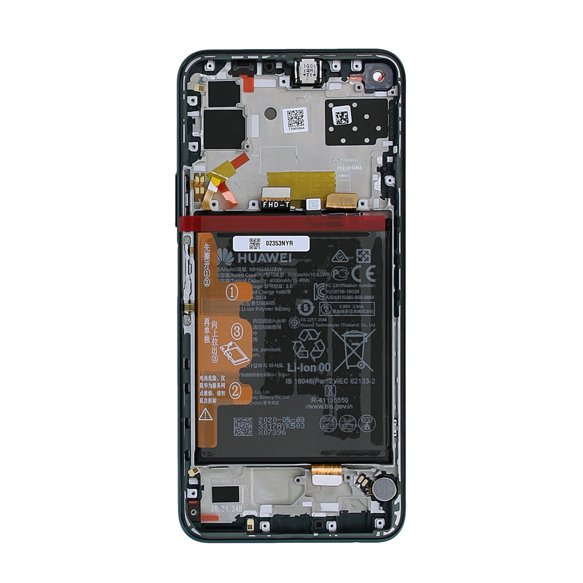Huawei P40 Lite 5G Skärm/Display med Batteri Original - Grön image 3