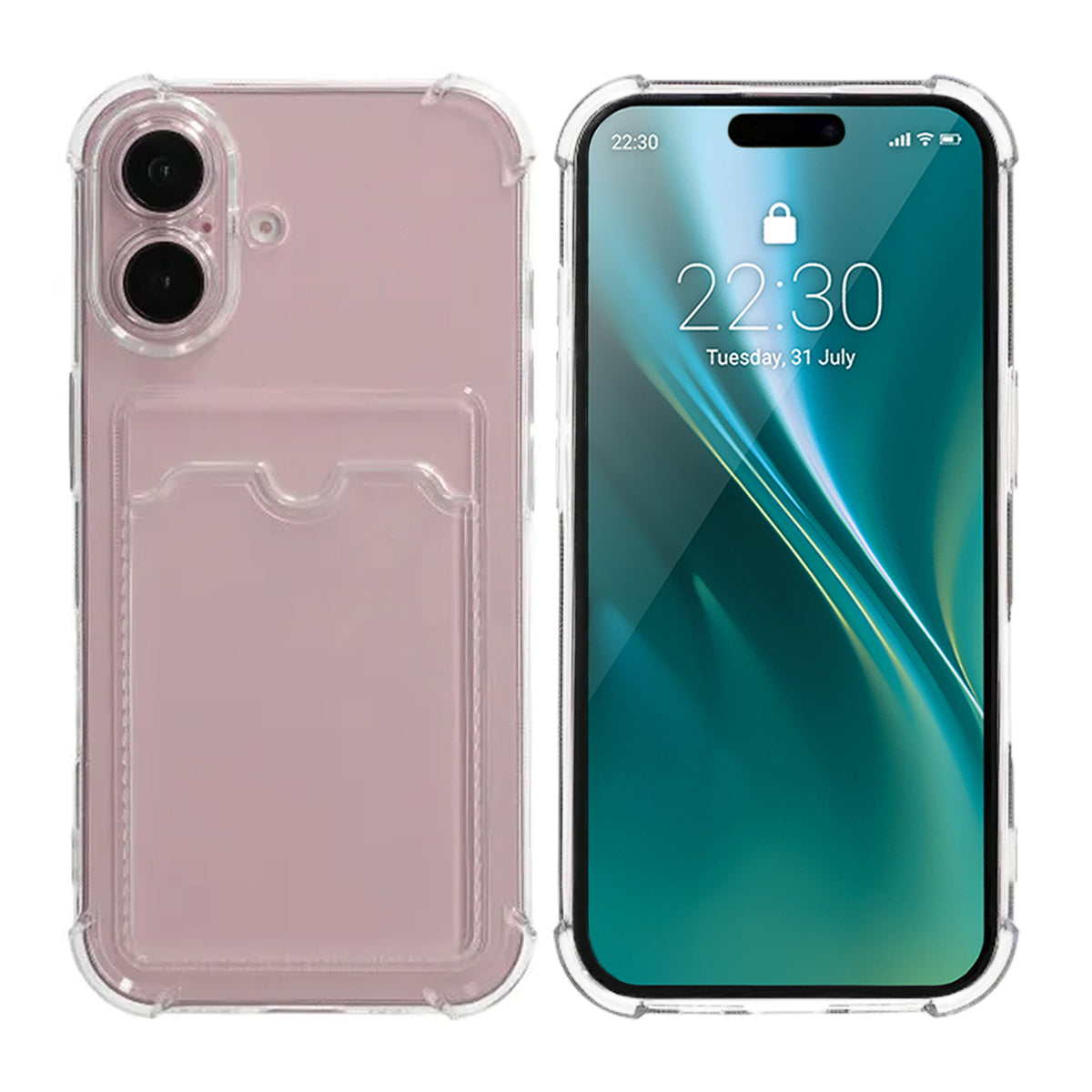 iPhone 16 Plus Mobilskal Stöttåligt med Korthållare - Transparent image 1