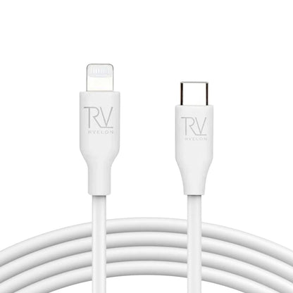 Rvelon iPhone-kabel USB C till Lighnting MFi Silikon Rvelon 1M Vit image 3