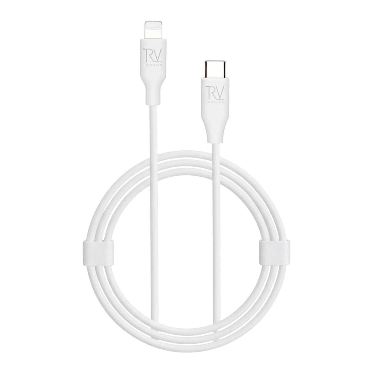 Rvelon iPhone-kabel USB C till Lightning MFi Silikon 2M Vit image 1