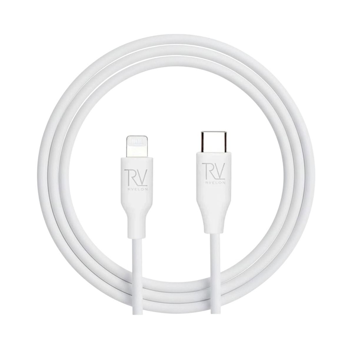 Rvelon iPhone-kabel USB C till Lightning MFi Silikon 2M Vit image 4