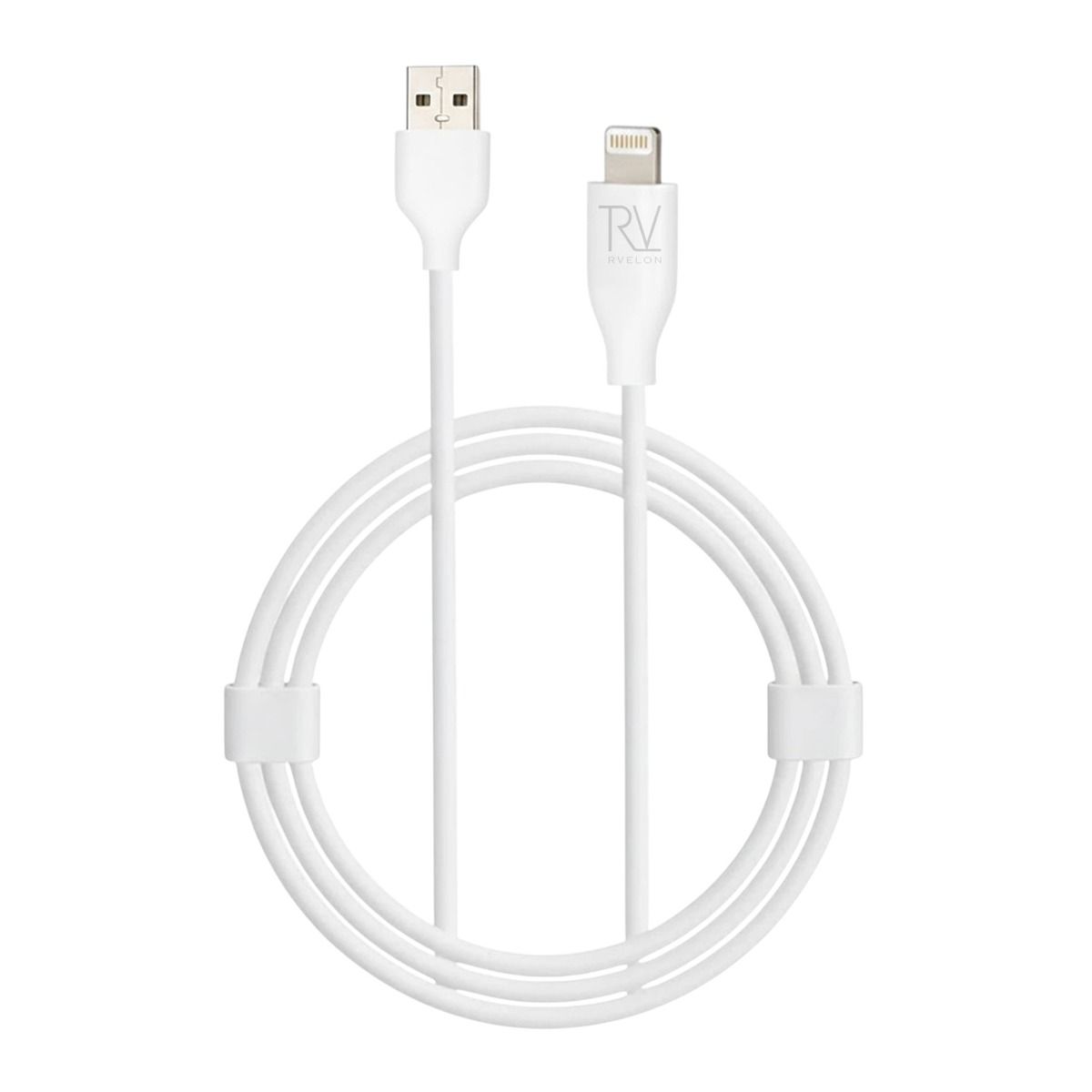 Rvelon iPhone-kabe USB A till Lightning MFi Silikon 1M Vit image 1