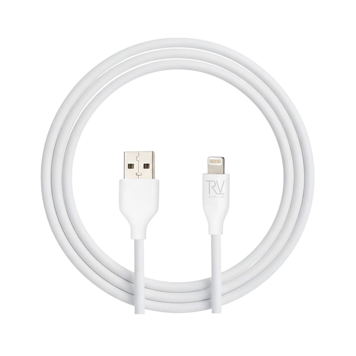 Rvelon iPhone-kabe USB A till Lightning MFi Silikon 1M Vit image 4