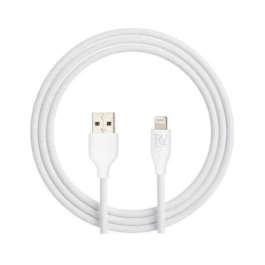 Rvelon iPhone-kabe USB A till Lightning MFi Silikon 1M Vit image 4