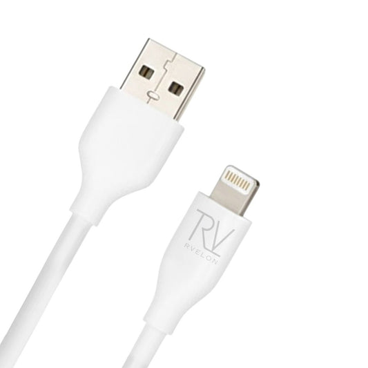 Rvelon iPhone-kabel USB A till Lightning MFi Silikon 2M Vit image 2