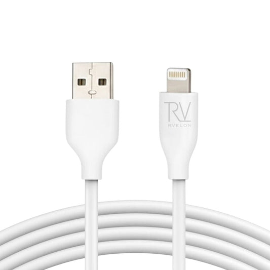 Rvelon iPhone-kabel USB A till Lightning MFi Silikon 2M Vit image 3
