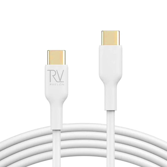 Rvelon Laddkabel USB C till USB C Silikon 240W - 1M Vit image 1