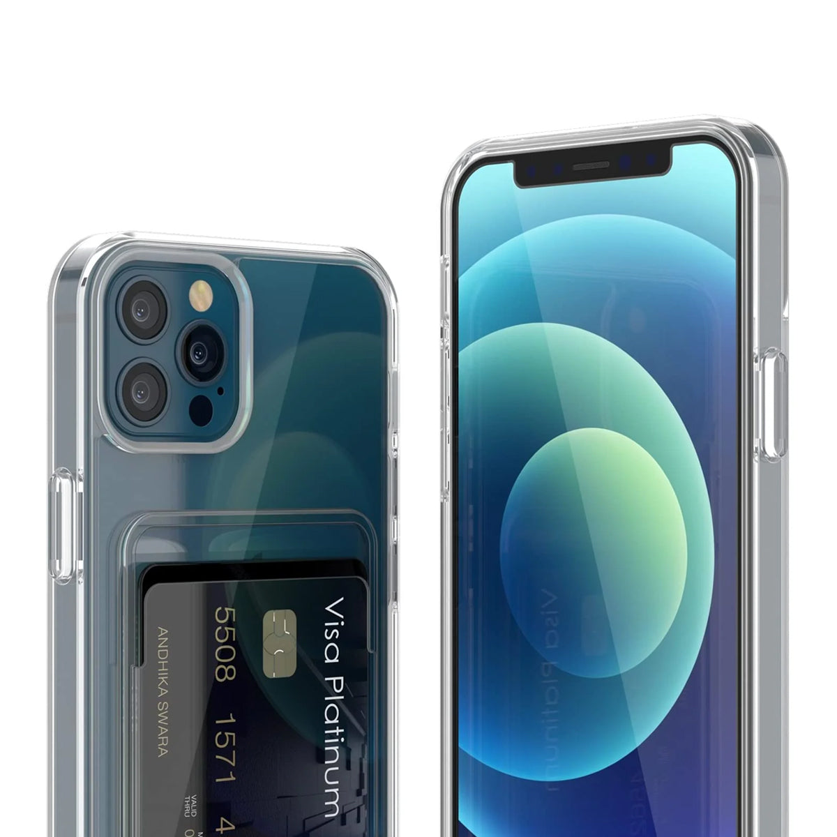 iPhone 12/12 Pro Mobilskal med Korthållare TPU Rvelon  - Transparent image 2