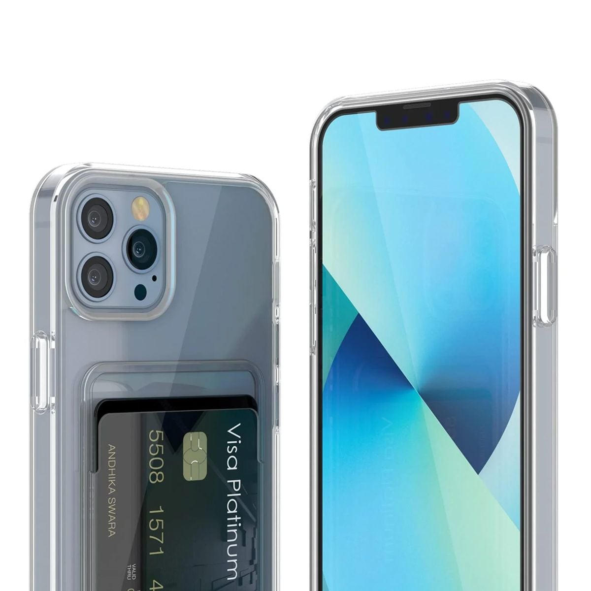 iPhone 13 Pro Max Mobilskal med Korthållare TPU Rvelon  - Transparent image 2