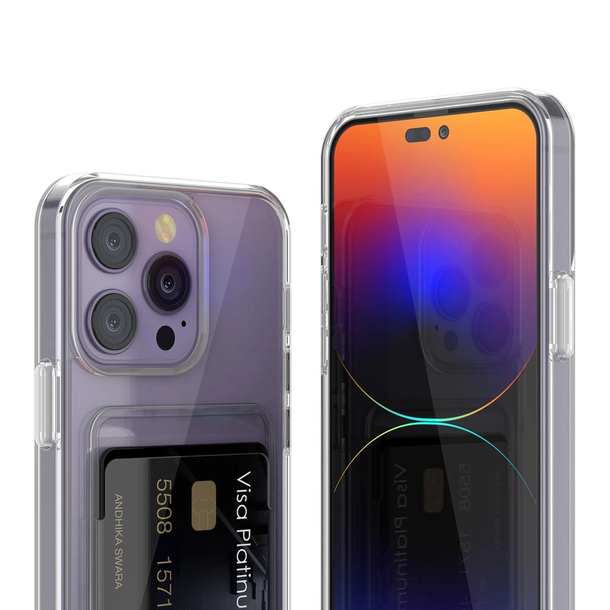 iPhone 14 Pro Mobilskal med Korthållare TPU Rvelon  - Transparent image 2