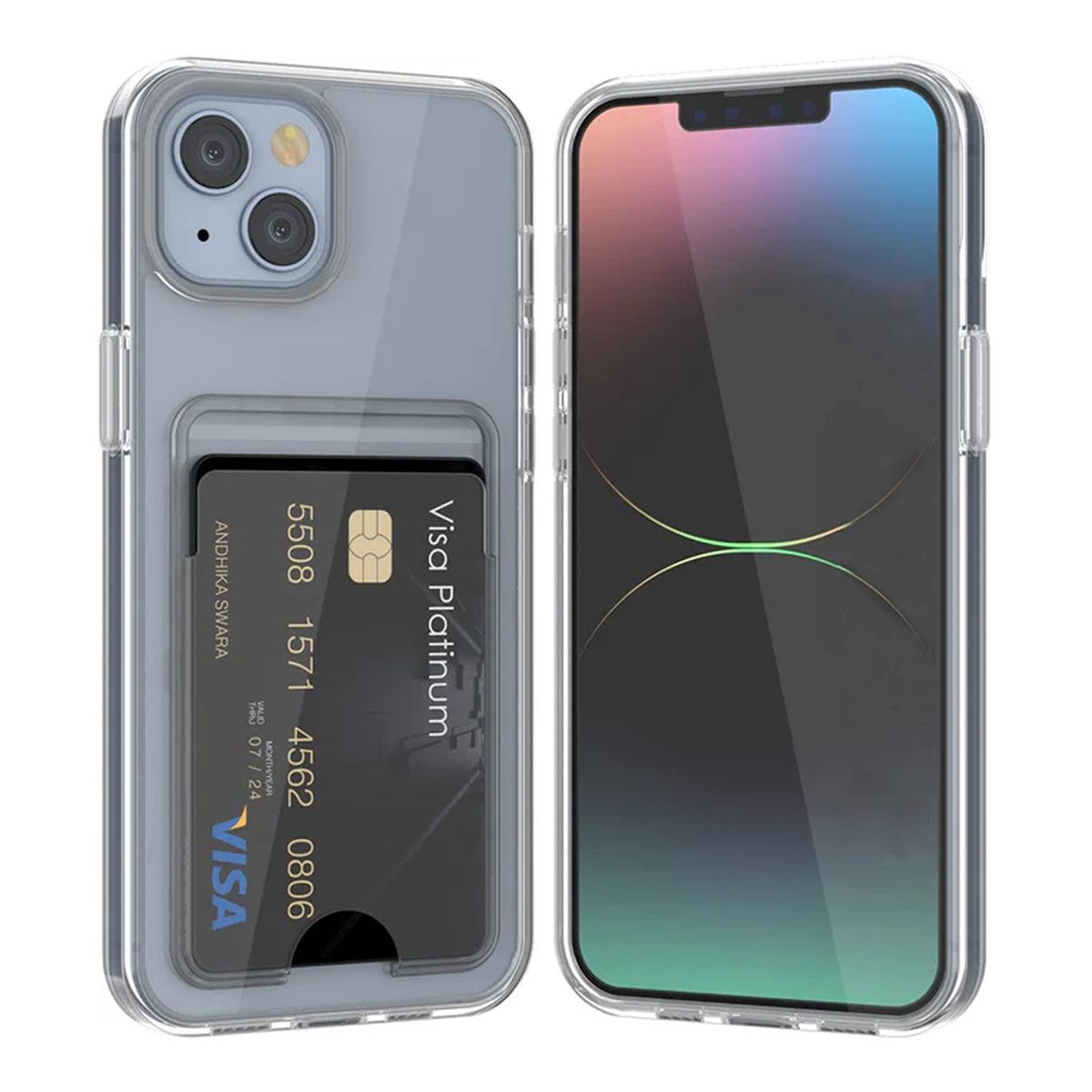 iPhone 15 Mobilskal med Korthållare TPU Rvelon  - Transparent image 1