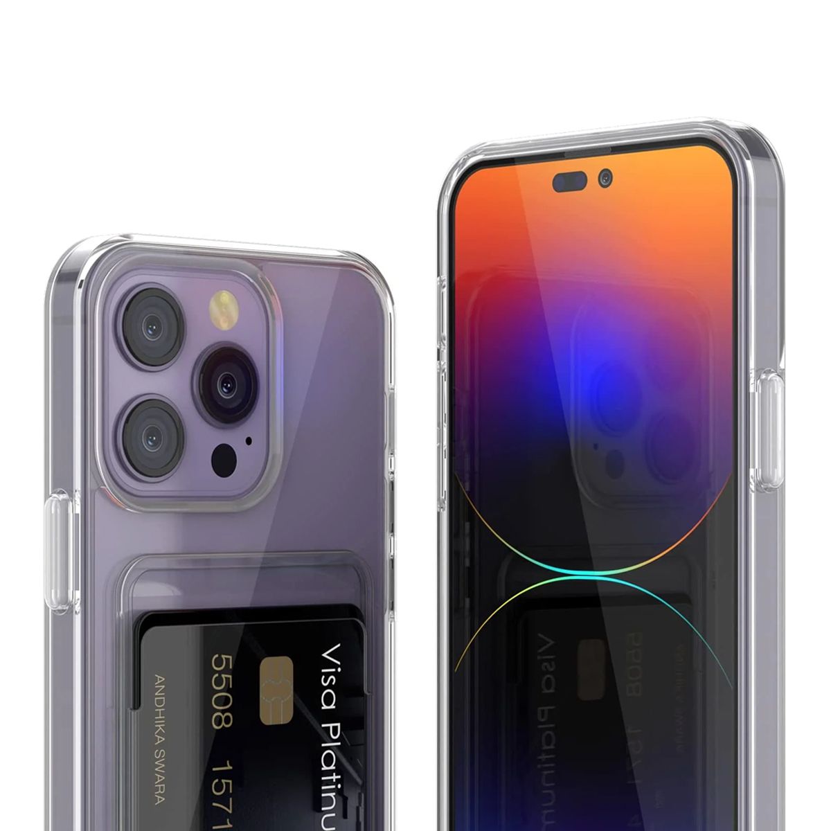 iPhone 15 Pro Mobilskal med Korthållare TPU Rvelon  - Transparent image 2