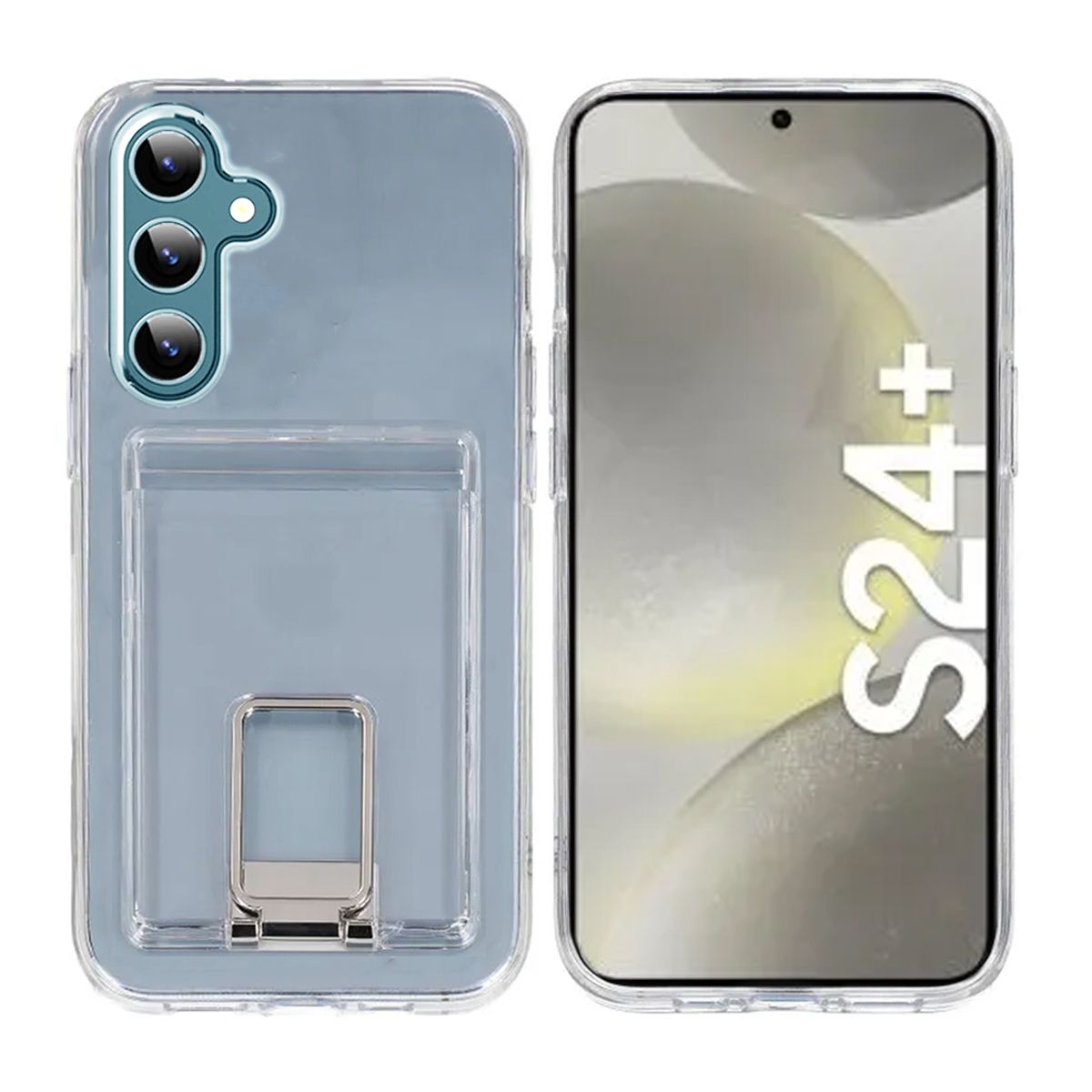 Samsung Galaxy S24 Plus Mobilskal med Korthållare och Stativ Rvelon  - Transparent image 1