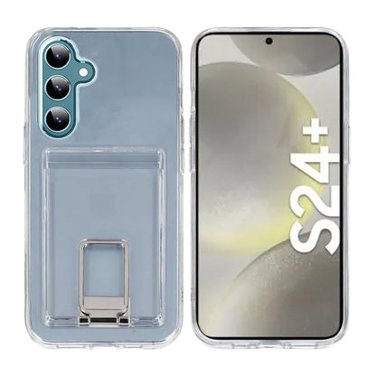 Samsung Galaxy S24 Plus Mobilskal med Korthållare och Stativ Rvelon  - Transparent image 1